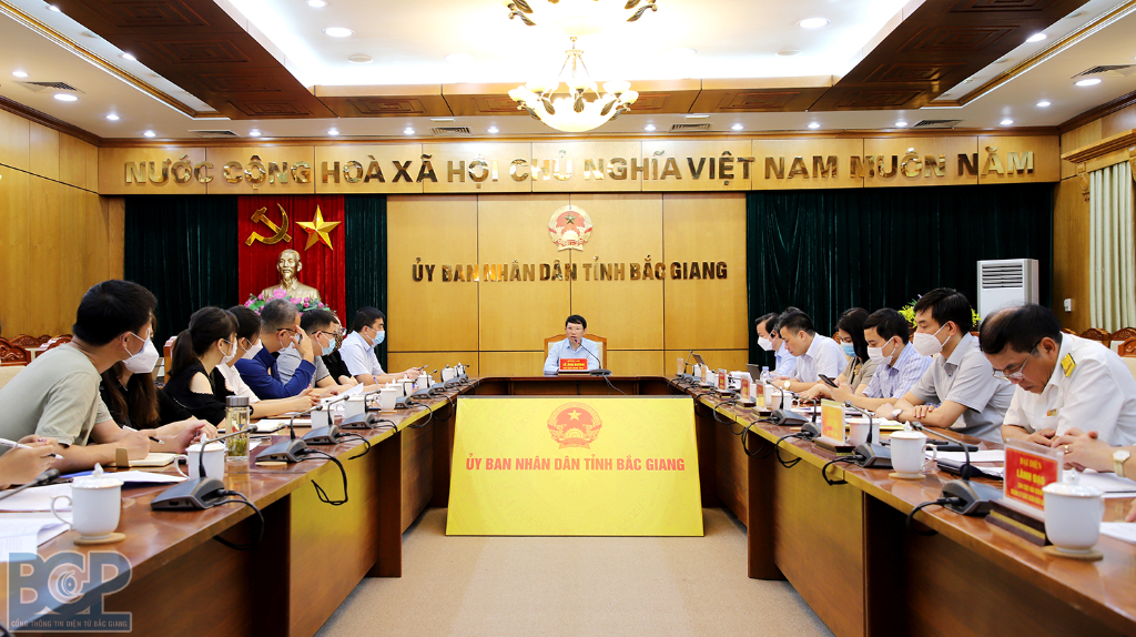 Chairman of the Provincial People's Committee Le Anh Duong works with solar battery manufacturers